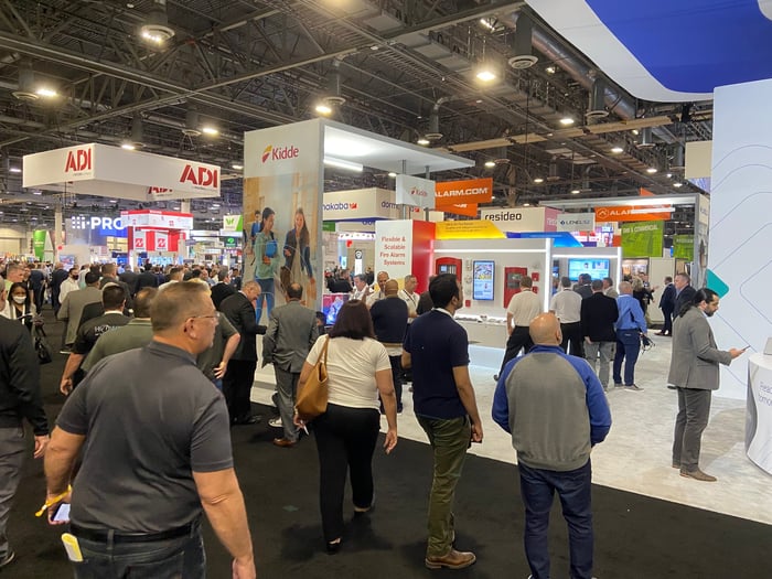 Exhibitors checking out the booths at ISC West